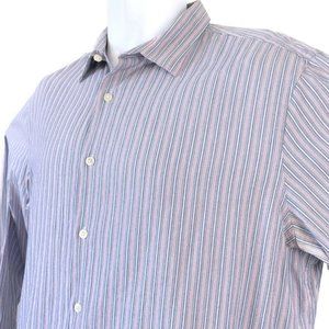 Perry Ellis Men's XX-Large Long Sleeve Slim Lite Blue Striped Button Down Shirt